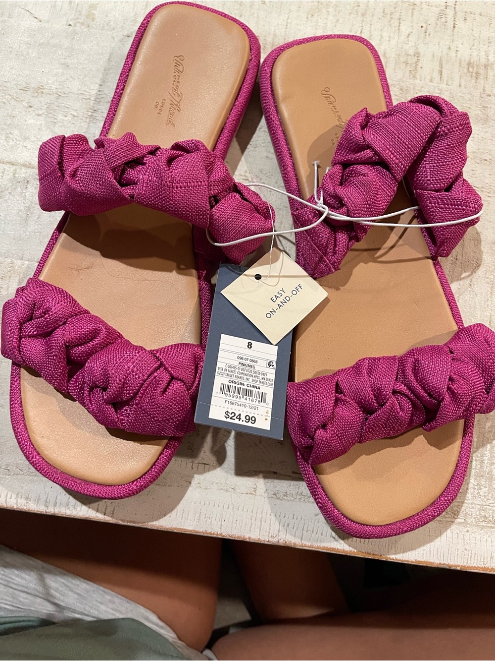 Universal Thread Braided Slide Sandals in Fuchsia